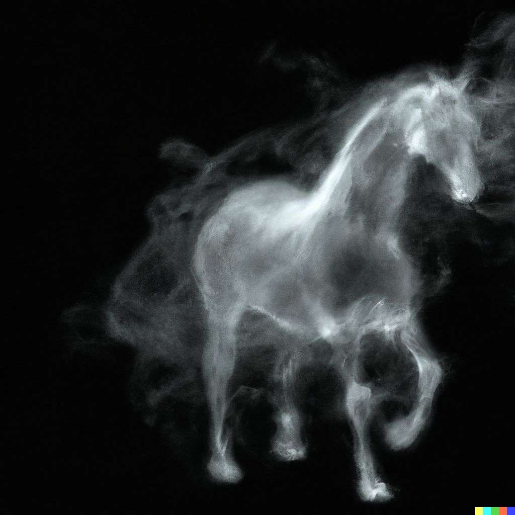 a horse, made from volumetric smoke, Octane render